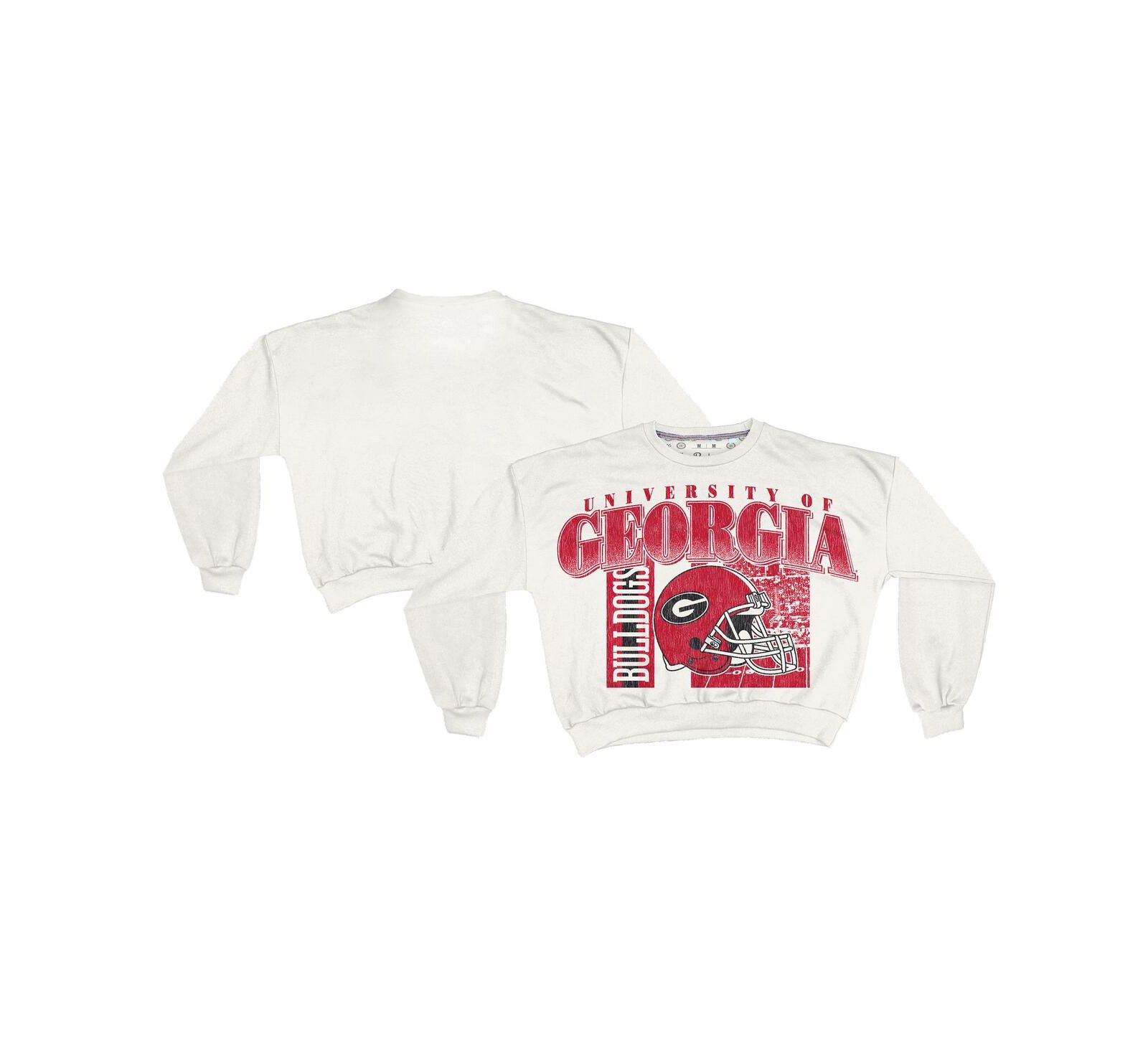 Свитшот Pressbox Women's White Georgia Bulldogs Oversized Janice Retro Waist-Length