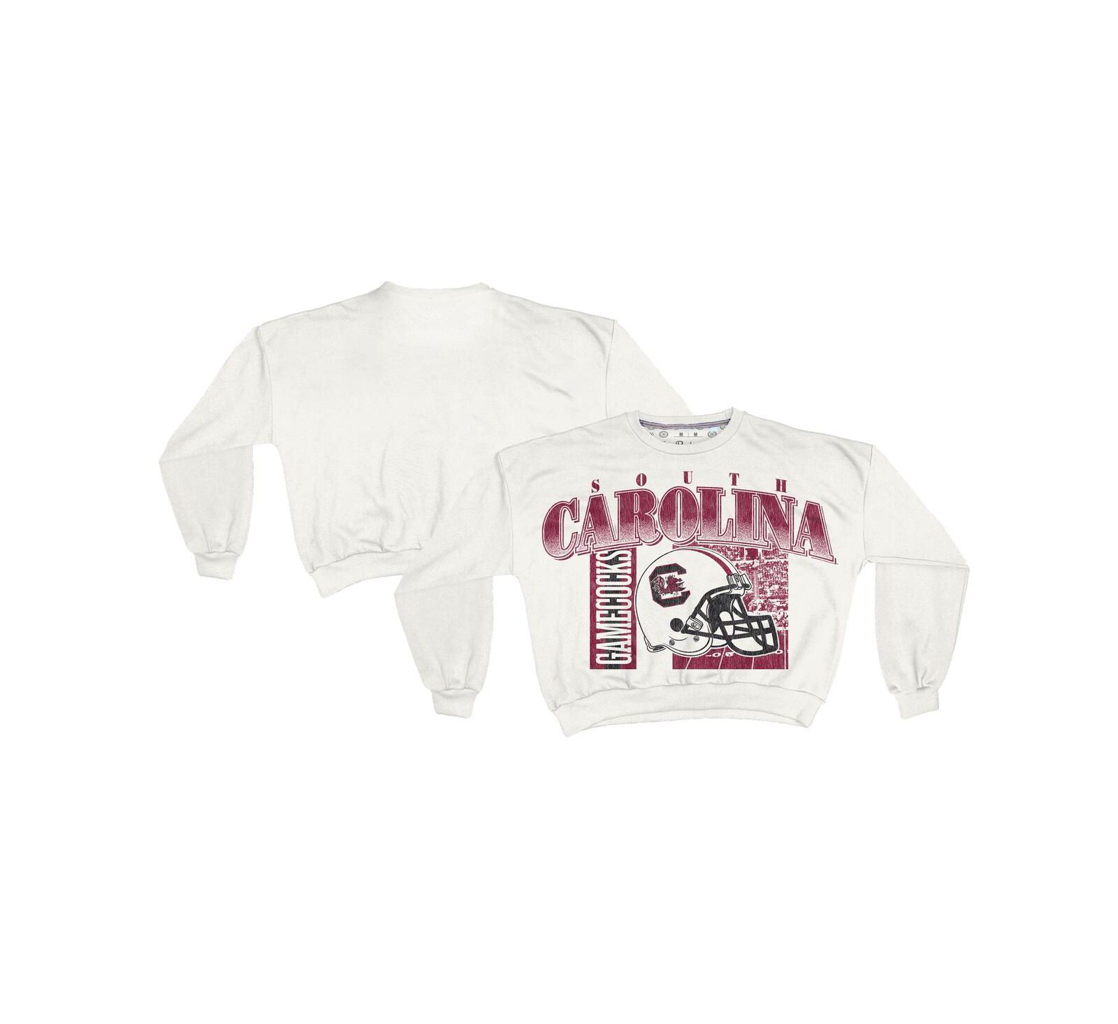 Женское свитшот Pressbox South Carolina Gamecocks Oversized Janice Retro укороченное белого цвета