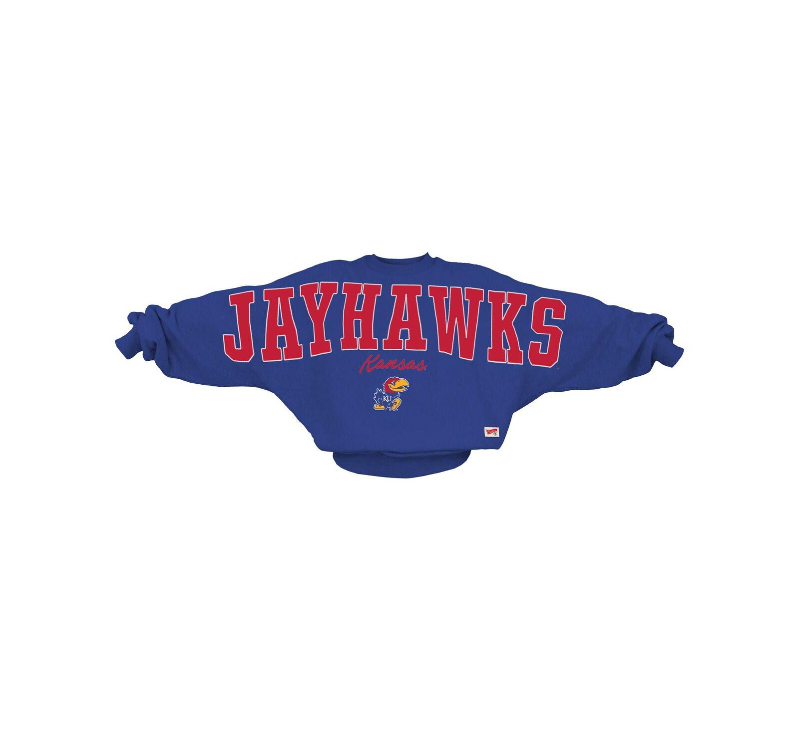 Pressbox Женское укороченное худи Flannigan Oversized Dolman, королевский синий цвет Kansas Jayhawks