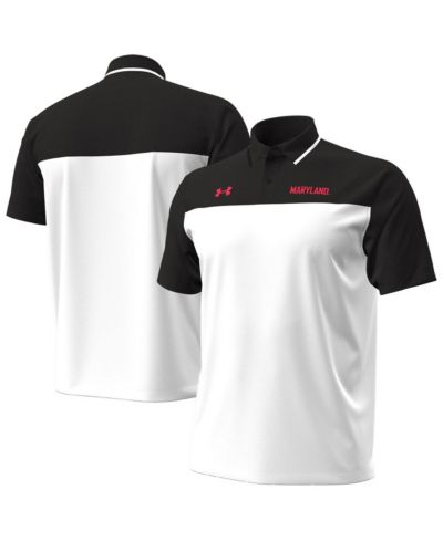 Мужская рубашка-поло Under Armour White/Black Maryland Terrapins Green Blocked