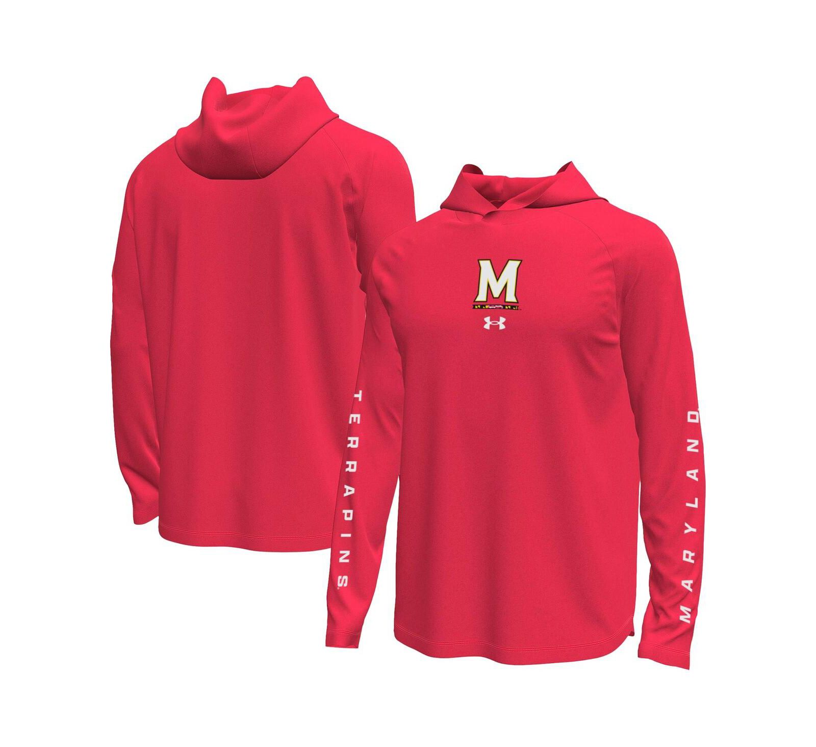Under Armour Men's Red Maryland Terrapins Tech Stretch Long-Sleeve Hooded T-Shirt