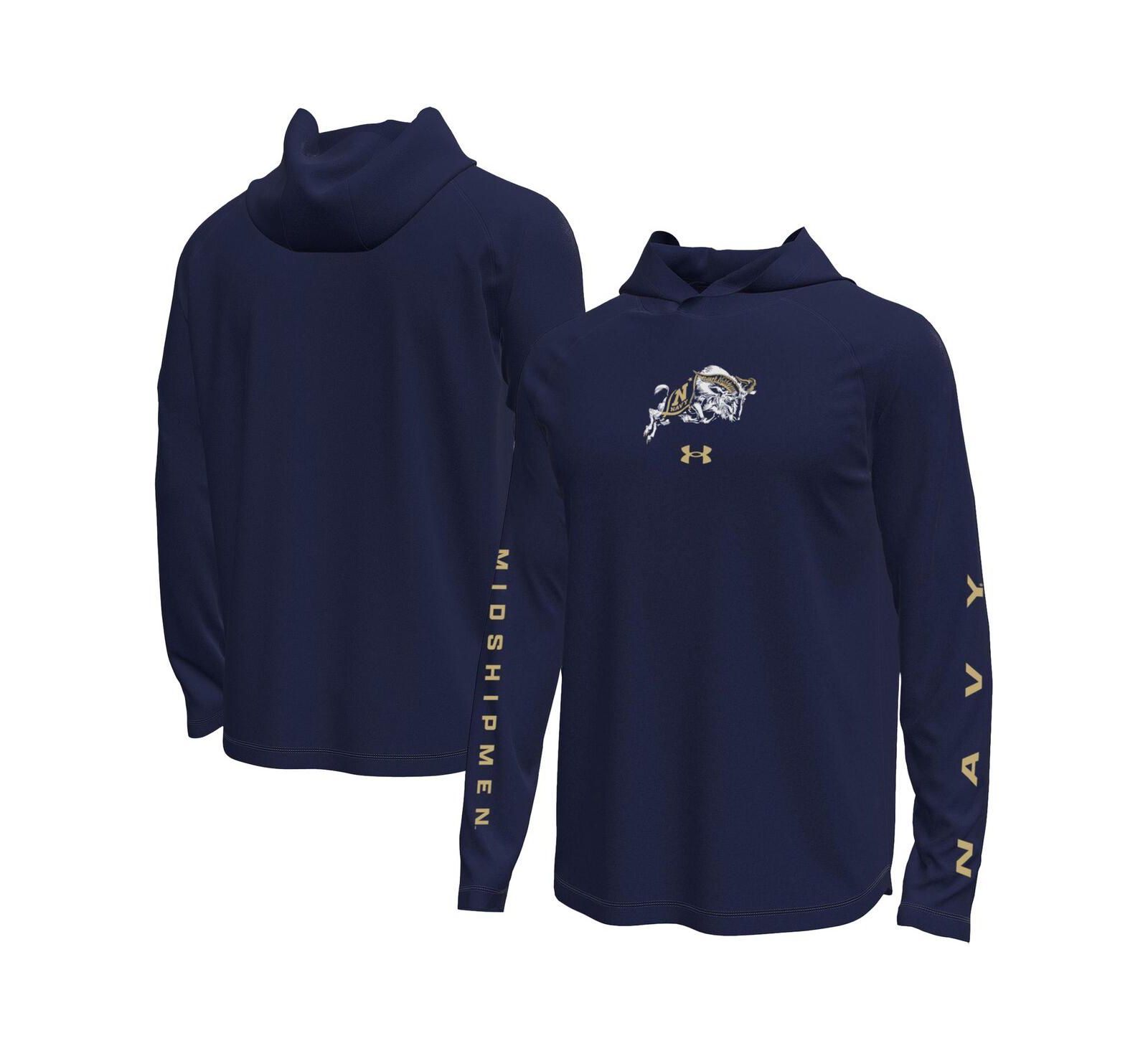 Under Armour Men's Navy Midshipmen Tech Stretch Long-Sleeve Hooded T-Shirt