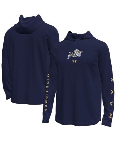 Under Armour Men's Navy Midshipmen Tech Stretch Long-Sleeve Hooded T-Shirt