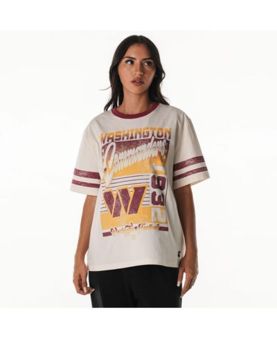 The Wild Collective Women's Cream Washington Commanders Vintage Drop Shoulder Oversized Boyfriend T-Shirt