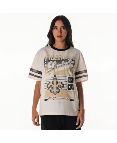 The Wild Collective Women's Cream New Orleans Saints Vintage Drop Shoulder Oversized Boyfriend T-Shirt