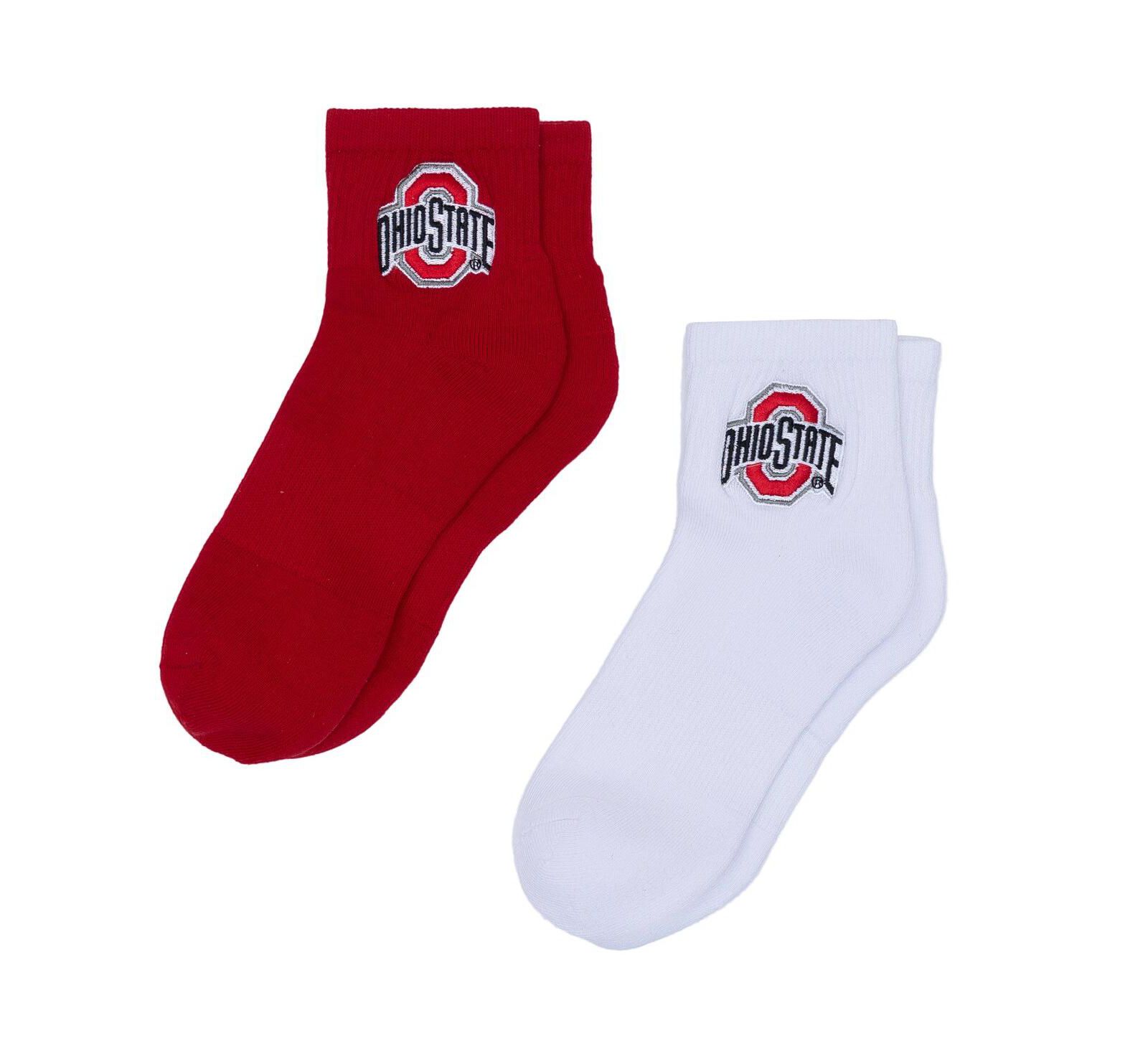 ZooZatz Women's White/Scarlet Ohio State Buckeyes Two-Pack Quarter-Length Socks
