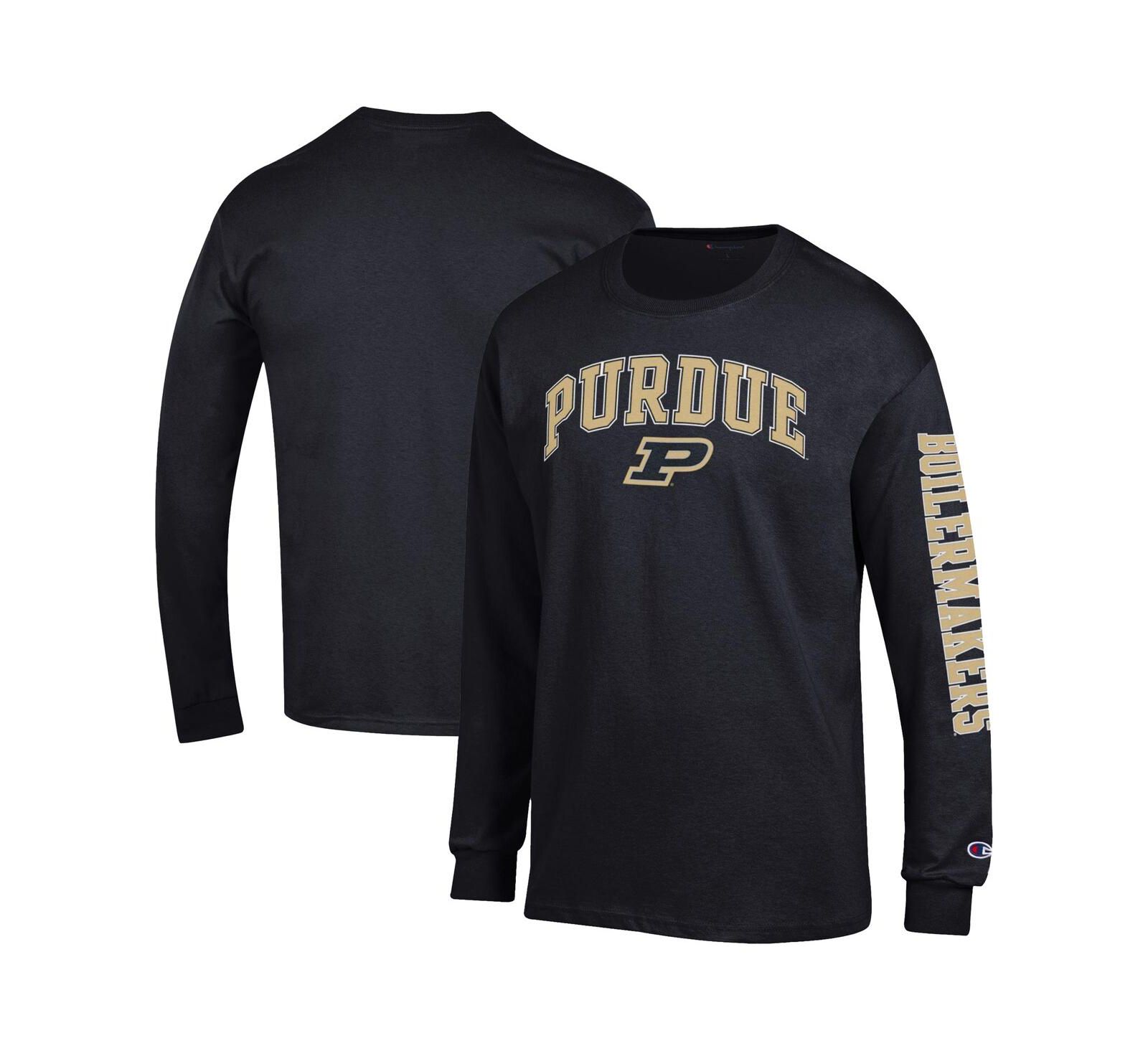 Champion Men's Black Purdue Boilermakers Arch Over Logo 2-Hit Long Sleeve T-Shirt