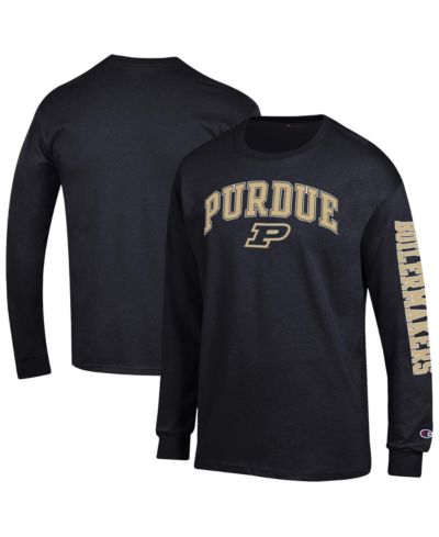 Мужская футболка Champion Black Purdue Boilermakers Arch Over Logo с длинным рукавом