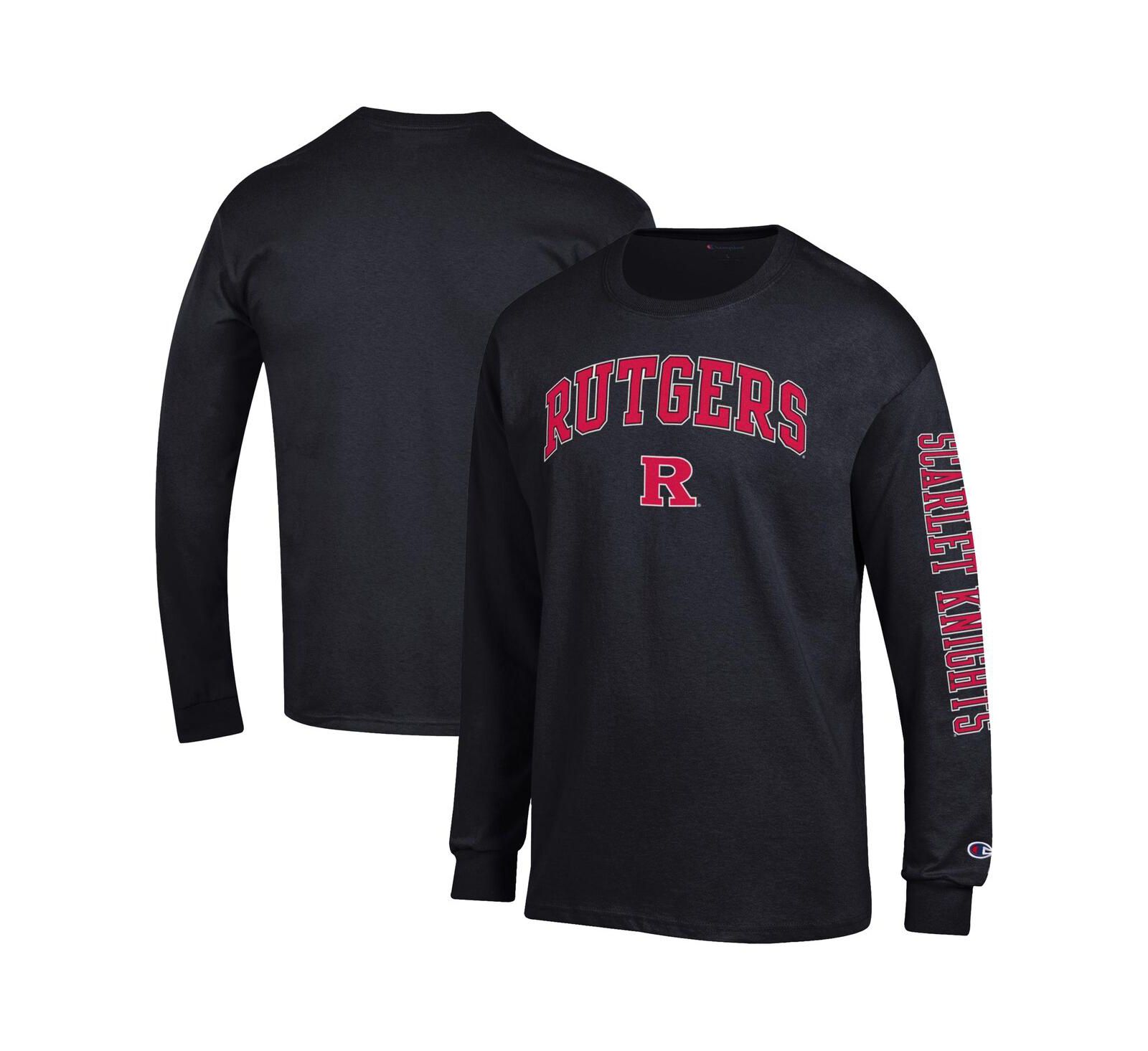 Мужская черная футболка Champion Rutgers Scarlet Knights с длинным рукавом и логотипом