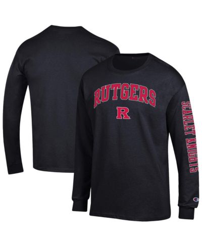 Мужская черная футболка Champion Rutgers Scarlet Knights с длинным рукавом и логотипом