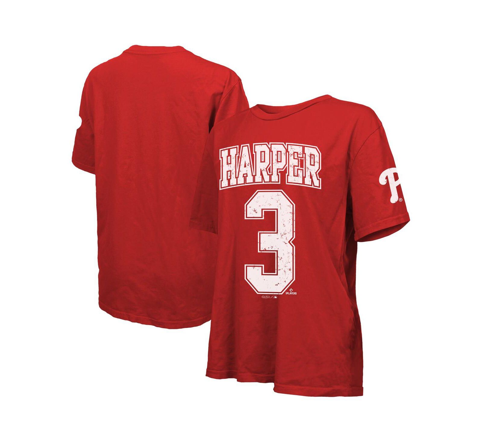Majestic Women's Bryce Harper Red Philadelphia Phillies Oversized Name & Number T-Shirt