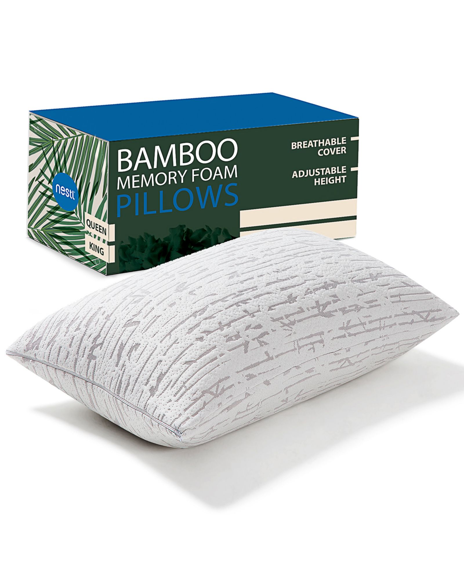 Nestl Adjustable Support Shredded Memory Foam Pillow, King