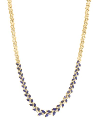 EFFY Collection Diamond (3/4 ct. t.w.) & Sapphire (7-1/3 ct. t.w.) Necklace in 14k Yellow Gold