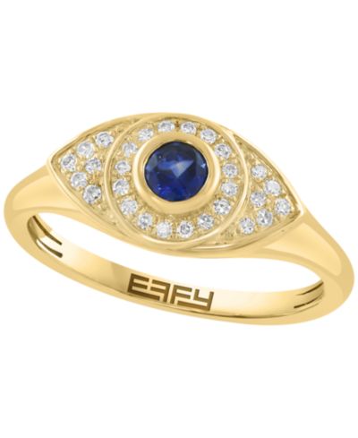 EFFY Collection кольцо Sapphire и Diamond, 14k Yellow Gold