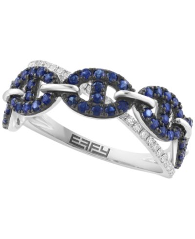 EFFY Collection Sapphire (5/8 ct. t.w.) and Diamond (1/8 ct. t.w.) Ring in 14k White Gold