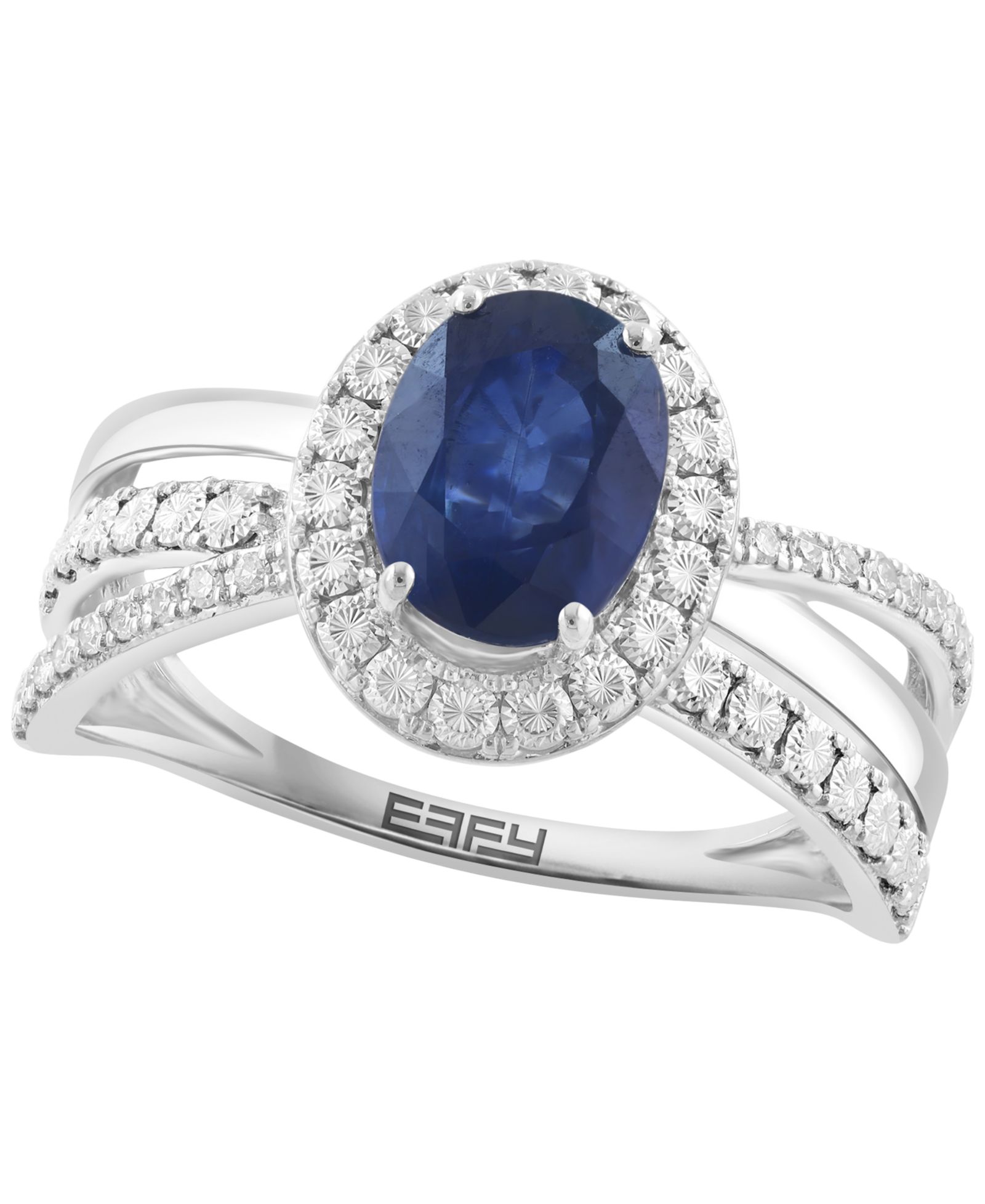 Кольцо EFFY Collection Sapphire (1-3/8 ct. t.w.) и Diamond (1/10 ct. t.w.) в белом золоте 14k