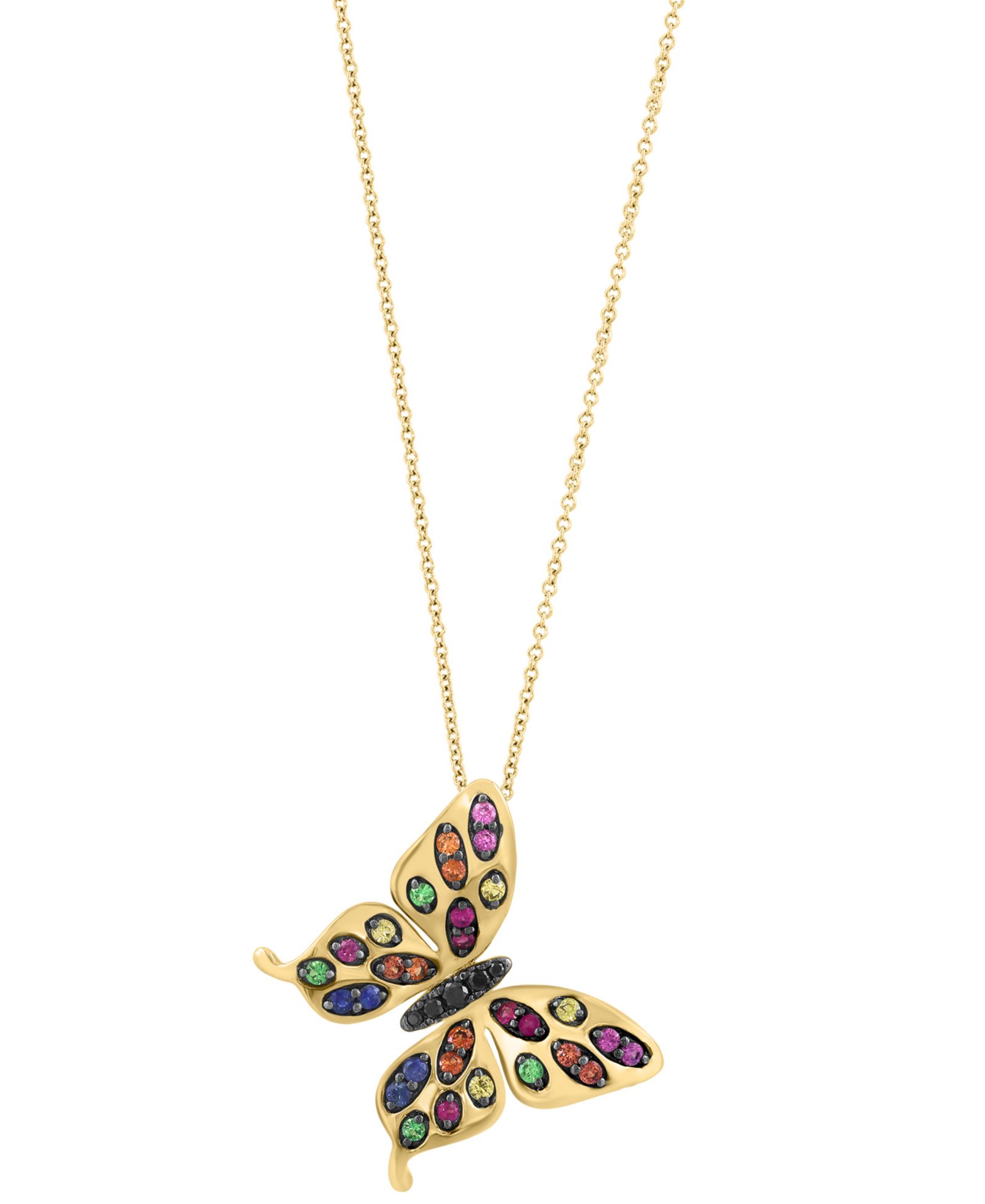 Подвеска EFFY Collection Black Diamond (1/20 ct. t.w.) и Multi Gemstones (3/8 ct. t.w.) в 14k Yellow Gold