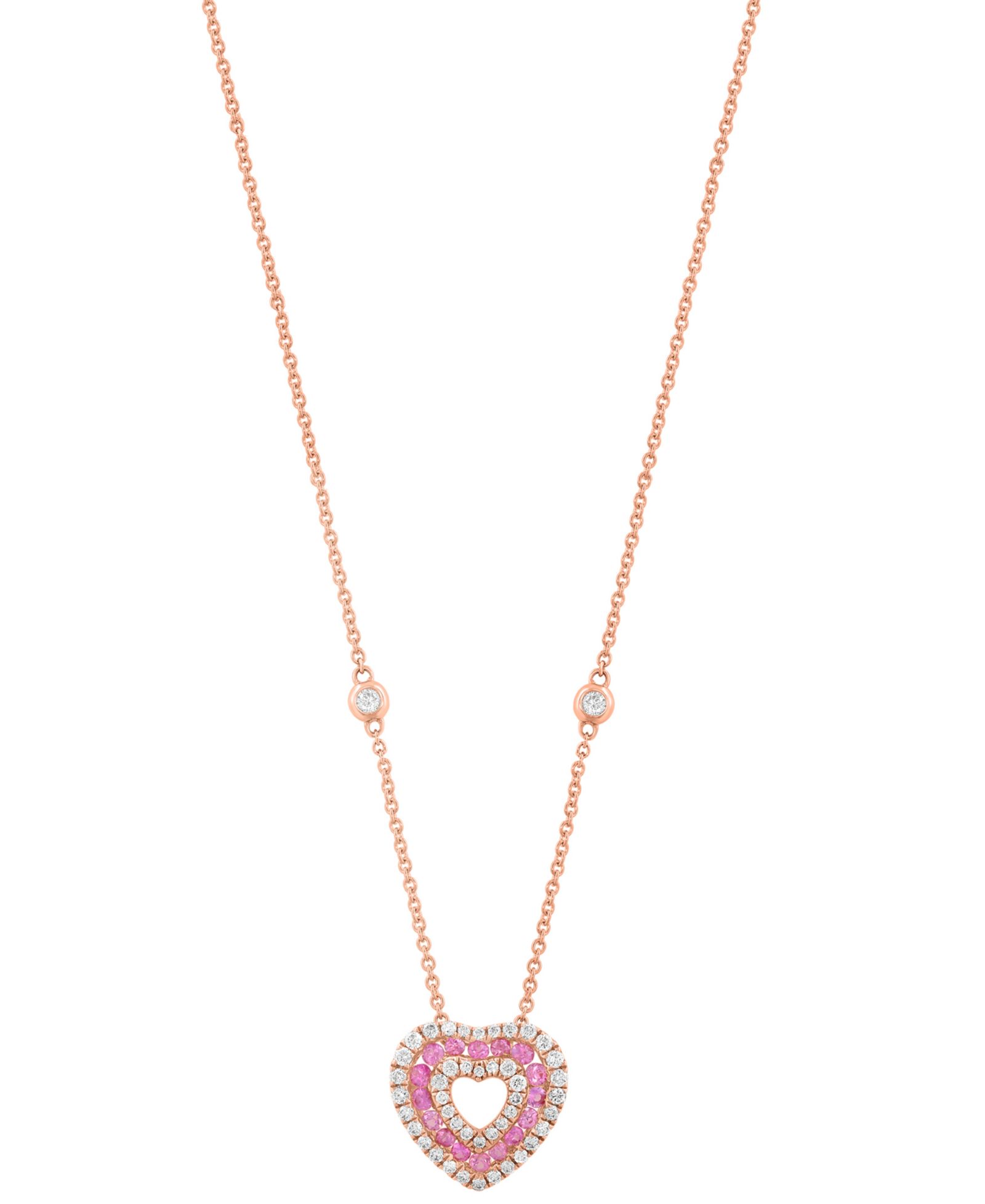 Подвеска ожерелье EFFY Collection с бриллиантом (3/8 ct. t.w.) и розовым сапфиром (1/2 ct. t.w.) из розового золота 14k