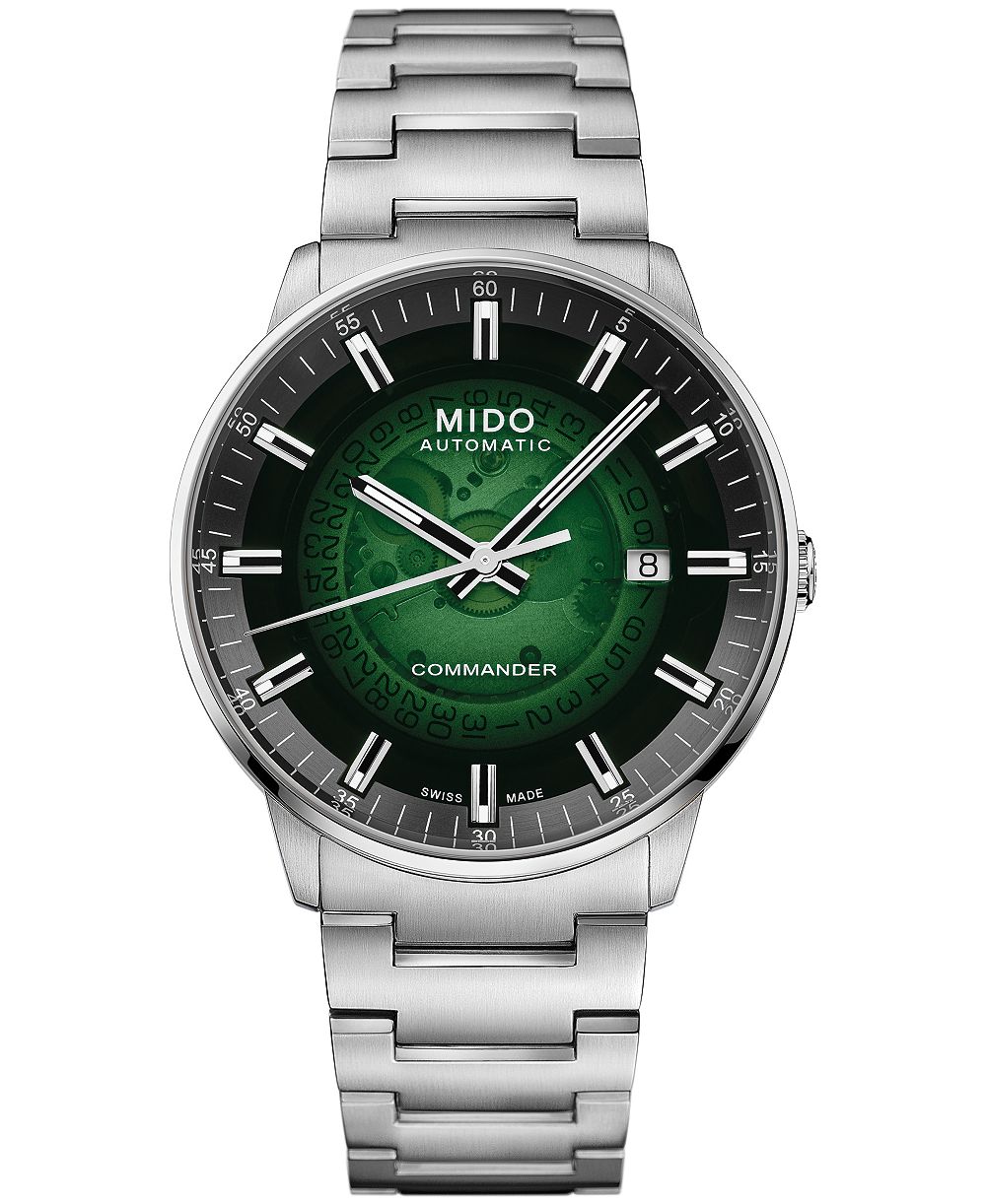 Mido Men's Automatic Swiss Commander Gradient Silver-Tone Stainless Steel Watch 40mm