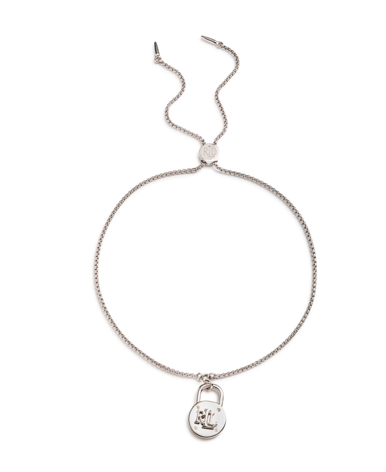 Lauren Ralph Lauren Silver-Tone Logo Padlock Slider Bracelet