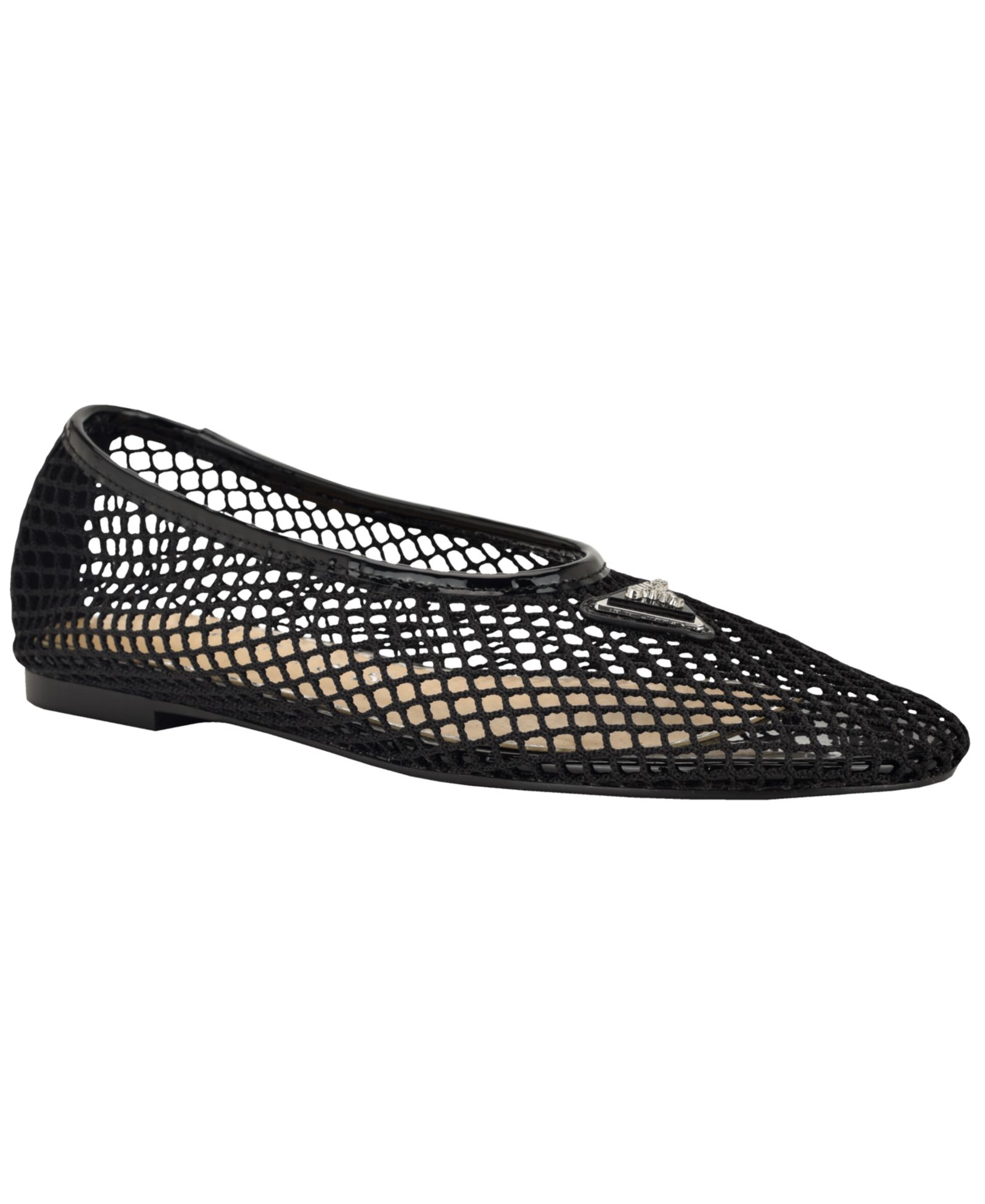 GUESS Women's Aylora Triangle Logo Woven Mesh Ballet Flats