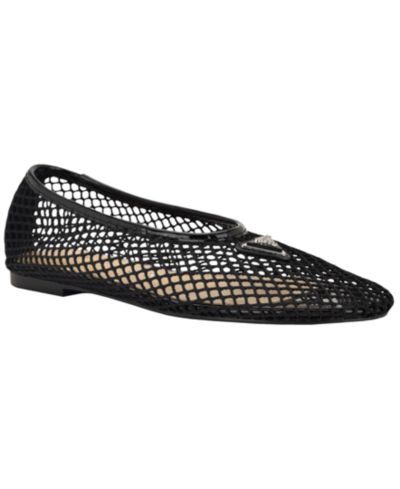 GUESS Women's Aylora Triangle Logo Woven Mesh Ballet Flats