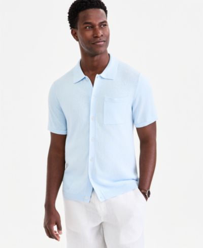 Мужское поло Club Room Men's Short-Sleeve Linen and Cotton Button Sweater Polo