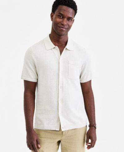 Мужское поло Club Room Men's Short-Sleeve Linen and Cotton Button Sweater Polo