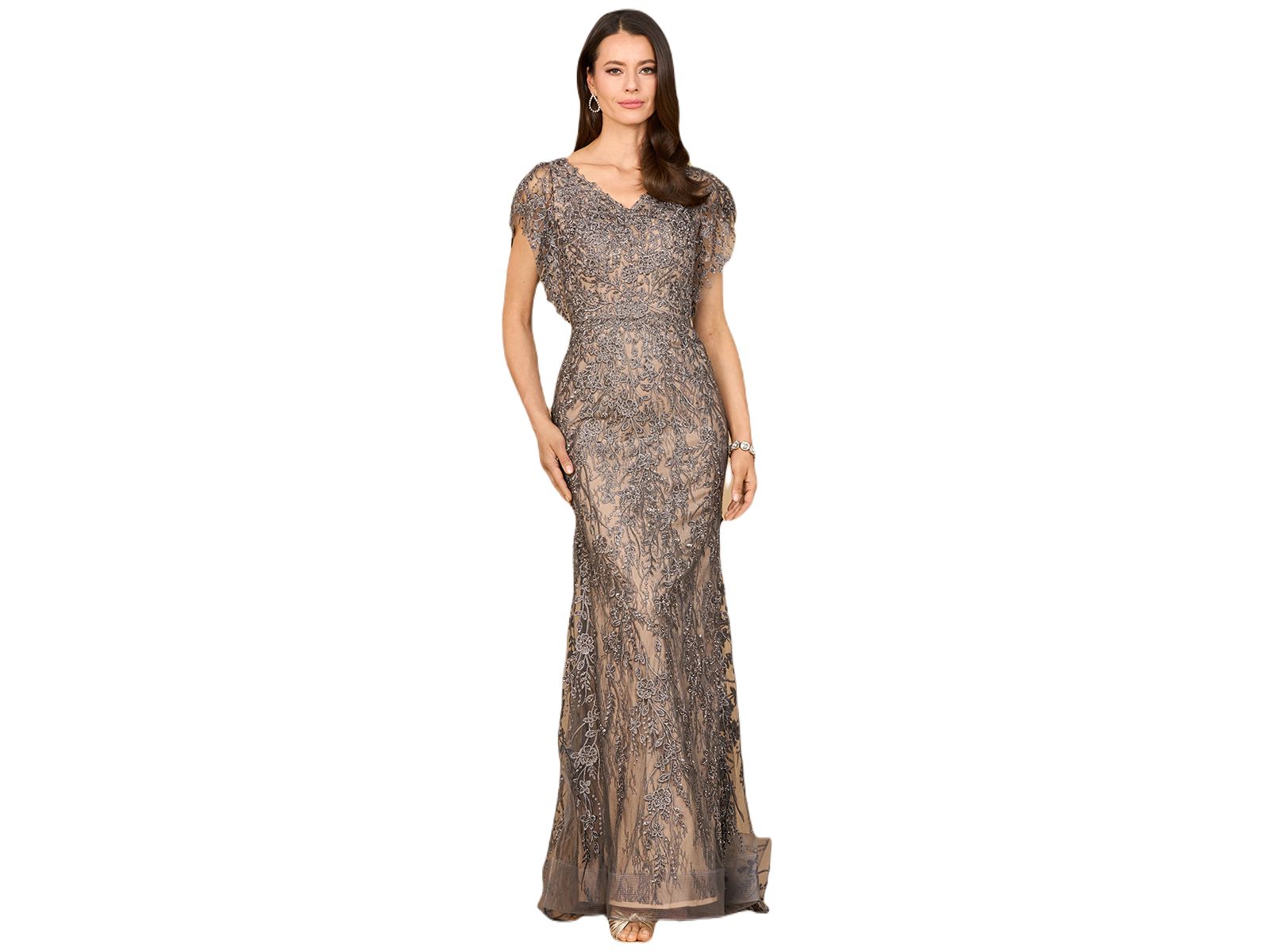 Женское платье Lara Cap Sleeve Mermaid V-neck Gown