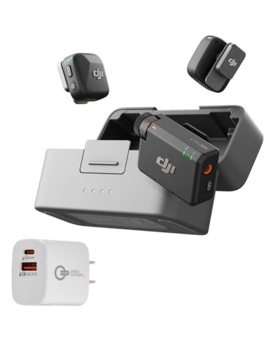 DJI Mic Mini (2 TX + 1 RX + Charging Case), Ultralight, 48h Use, Noise Cancelling, Automatic Limiting, Wireless Microphone