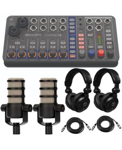 Цифровой микшер-рекордер Zoom LiveTrak L6 с 2x PodMic и 2x TAPH100