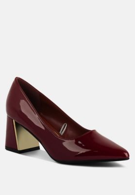 London Rag Women's Zaila Metallic Accent Block Heel Pumps