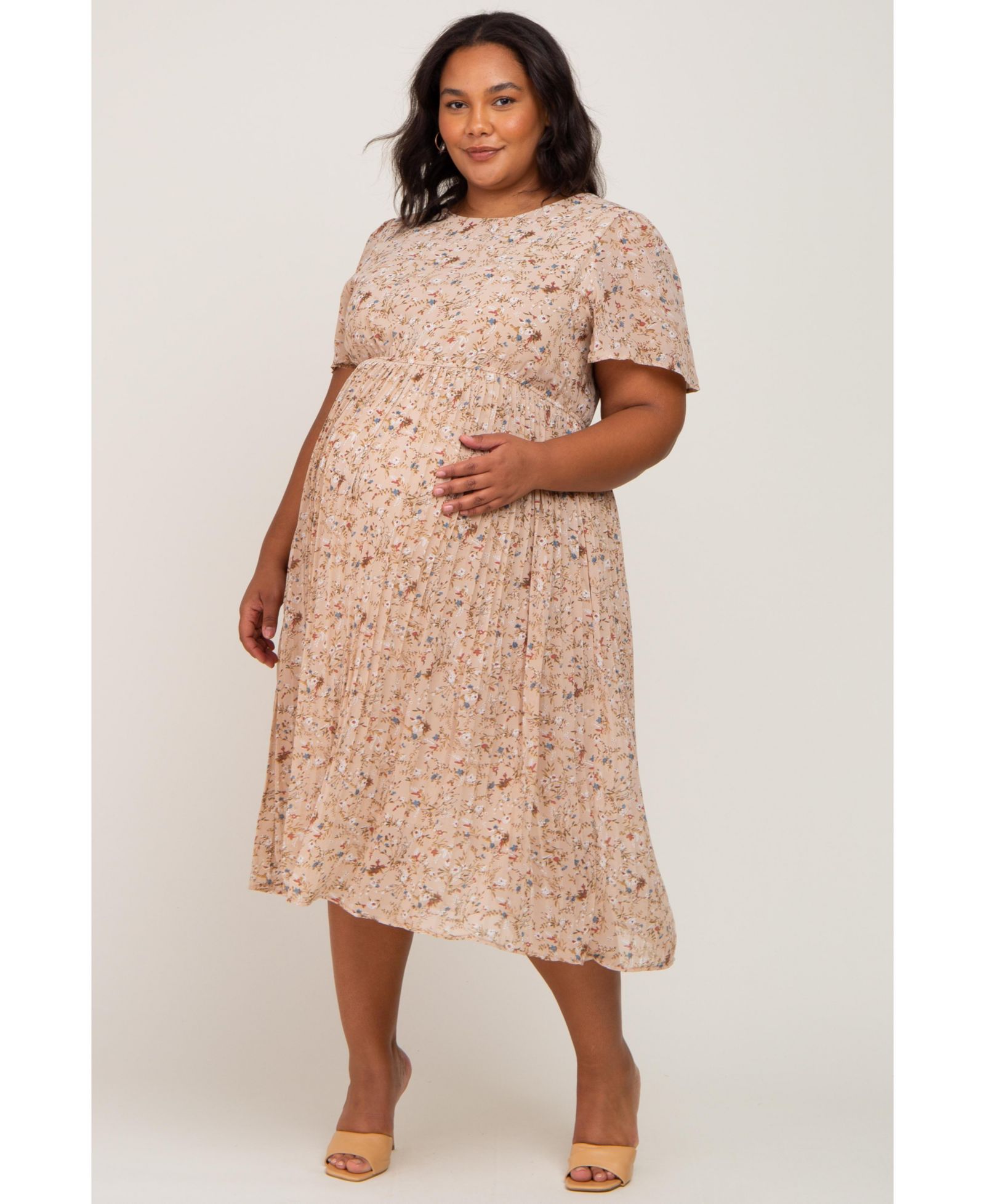 Pinkblush Женское беременное платье Midi Floral Pleated Chiffon