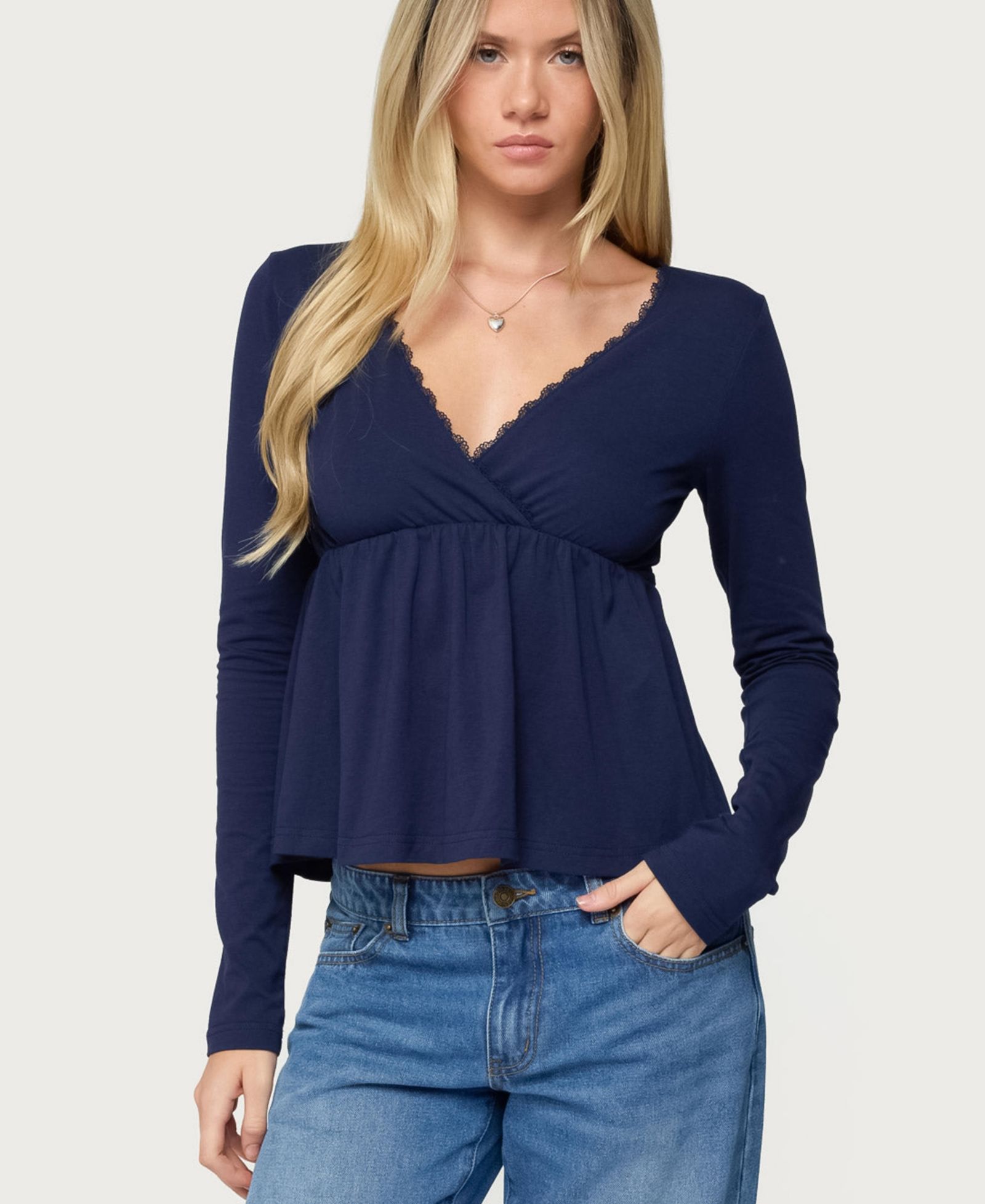 Edikted Women's Kenzie Long Sleeve Babydoll Top