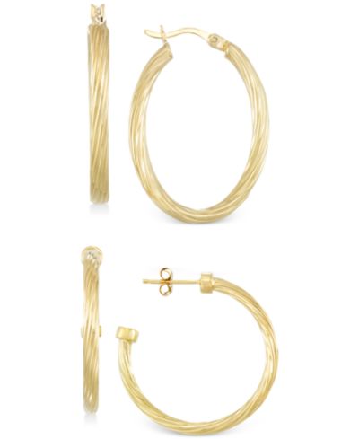 Set of Two Rope Hoop Earrings in 14k Gold Vermeil (Also in Sterling Silver)