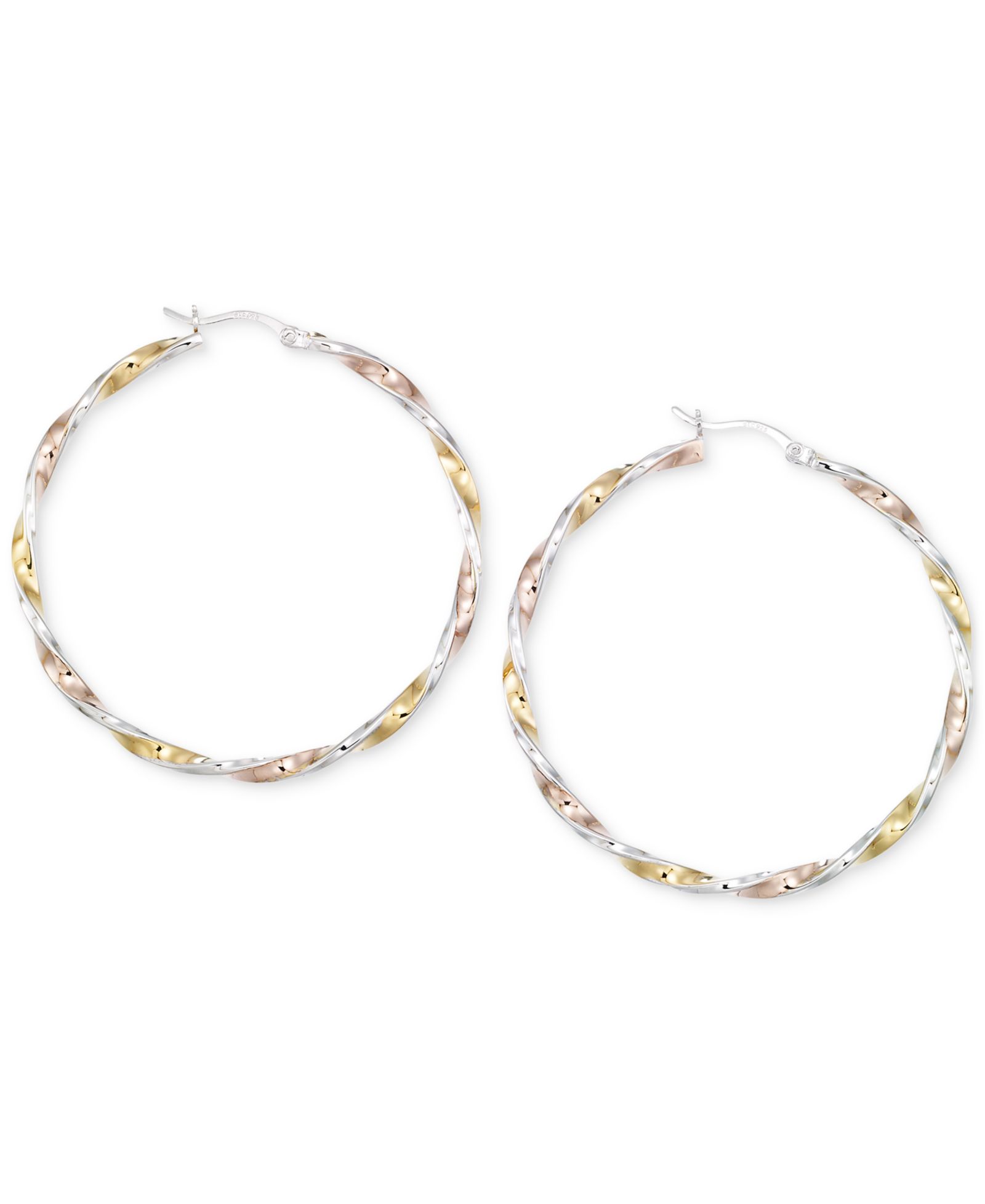 Серьги-кольца с огранкой «алмаз» в 14K Tri-Tone Vermeil