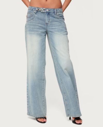 Джинсы Edikted Women's Celia Grommet Washed Low Rise