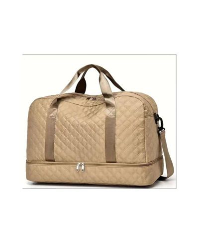 Three-dimensional Diamond Patterned Small Square Tote, Crossbody bag with Dry Wet Separation & Double-sided Pockets