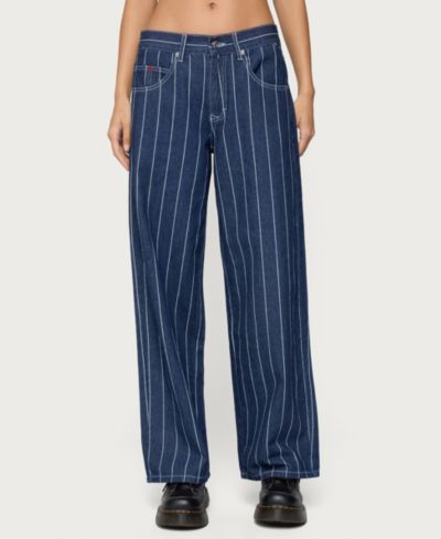 Edikted Женские джинсы с заниженной талией Kyler Pinstripe