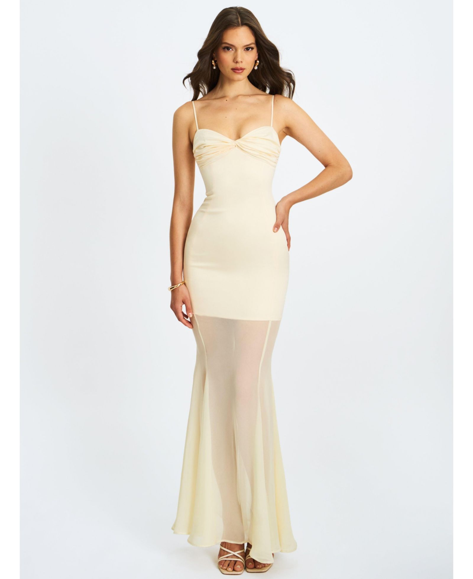 Женское шифоновое платье-макси Miss Circle Zayne Butter Yellow Ruch Breast Mermaid