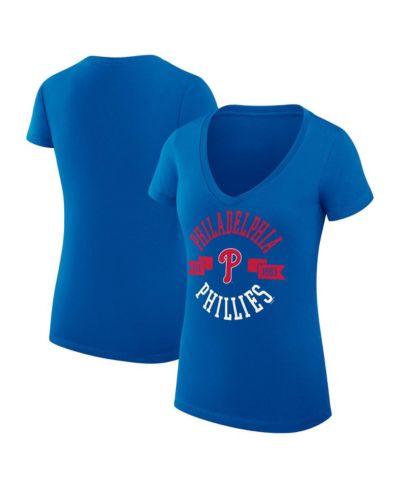 G-III 4Her by Carl Banks Women's Royal Philadelphia Phillies Super-Slim Fit Lightweight City Graphic V-Neck T-Shirt