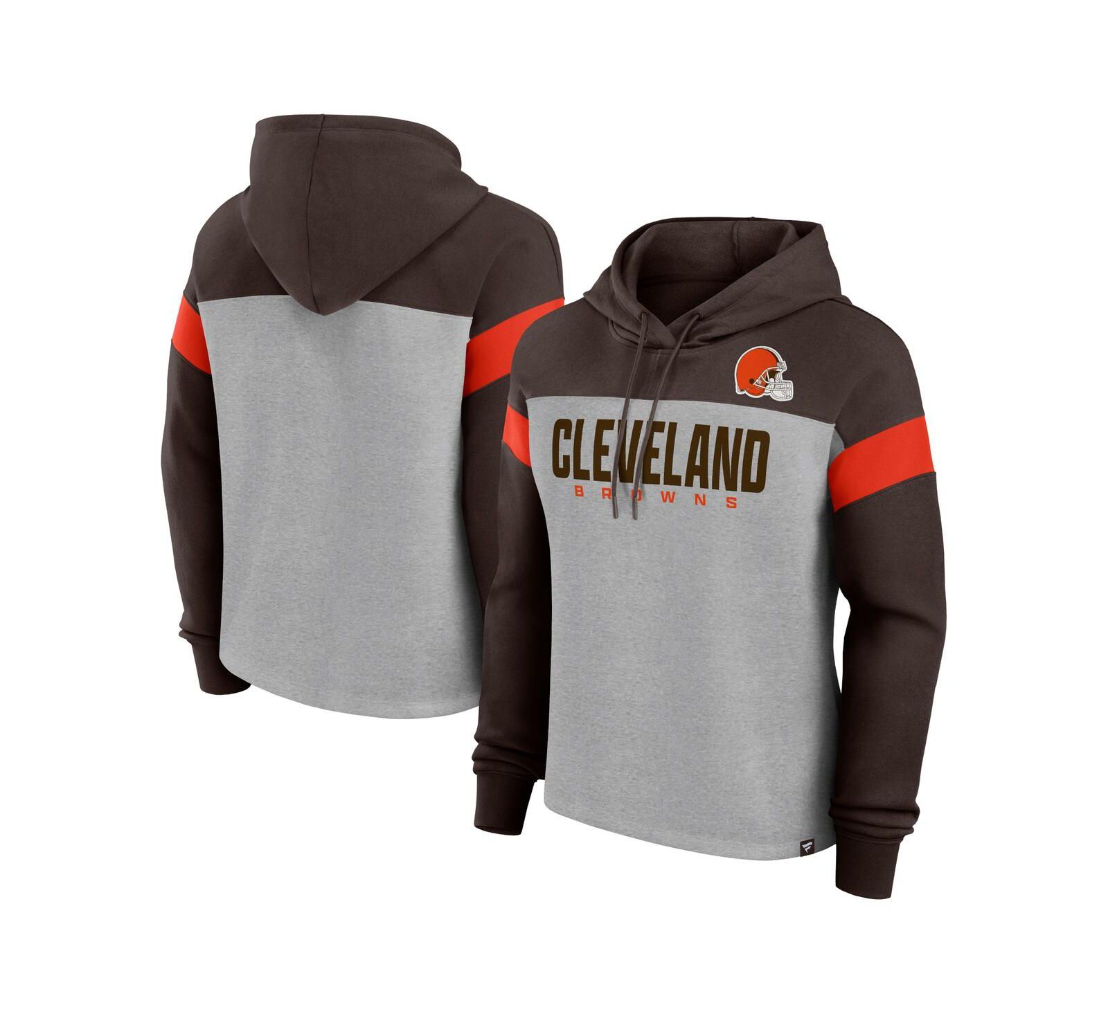 Женское худи Fanatics Cleveland Browns Bold Play Call серого и коричневого цвета