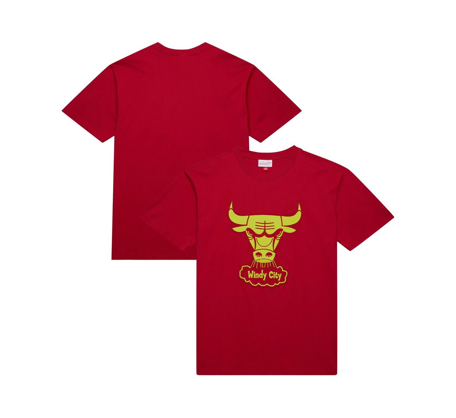 Mitchell & Ness Men's Red Chicago Bulls Hardwood Classics Neon Nights Premium T-Shirt