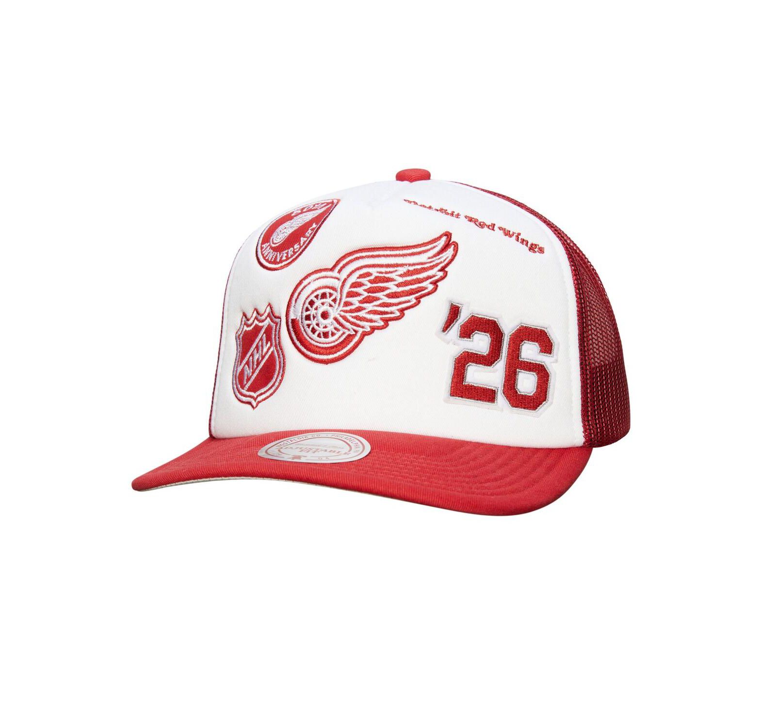Мужская кепка Mitchell & Ness White/Red Detroit Red Wings Gridlock Trucker Adjustable