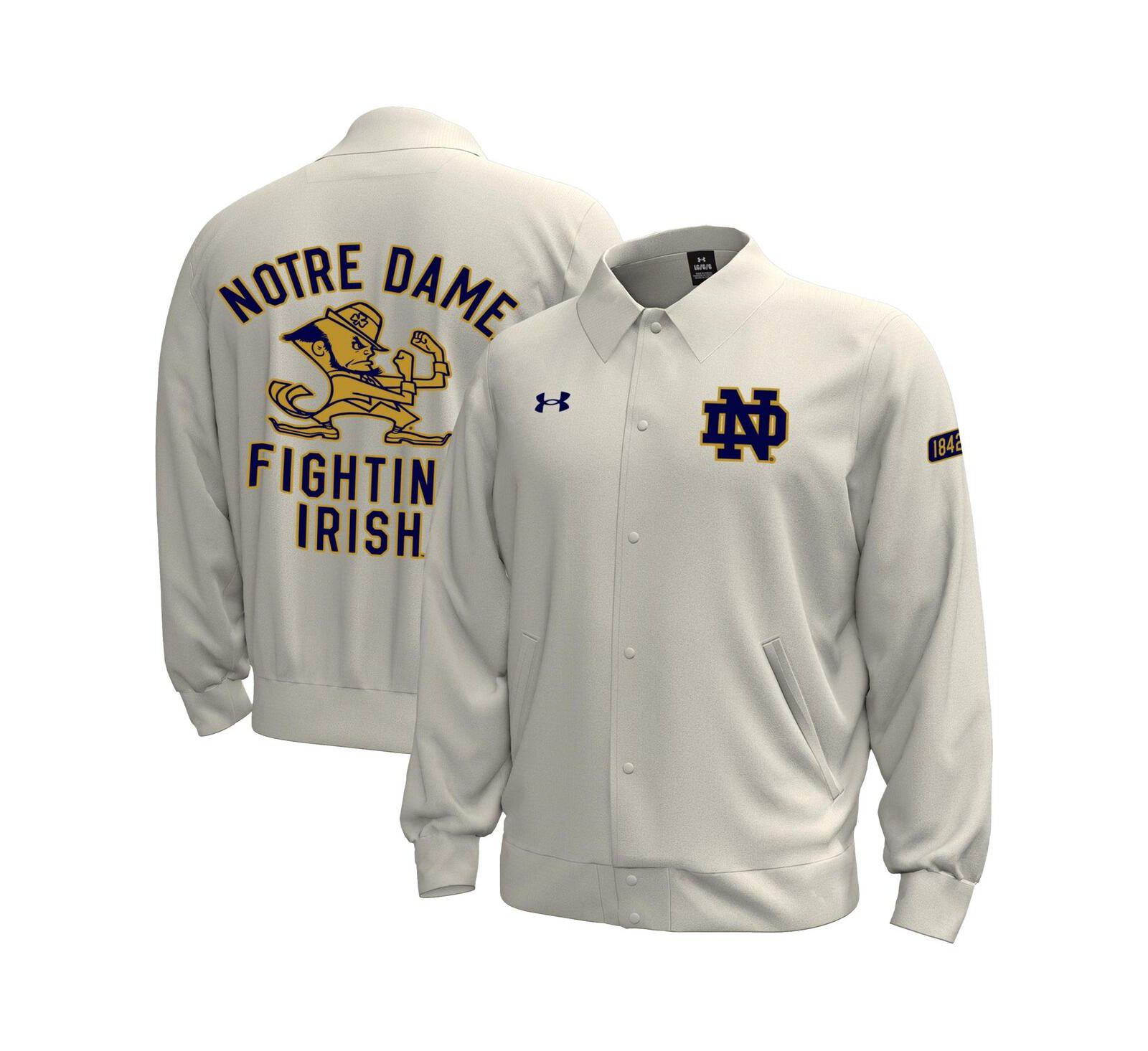 Мужская флисовая куртка Under Armor Stone Notre Dame Fighting Irish Gameday Icon Full-Snap