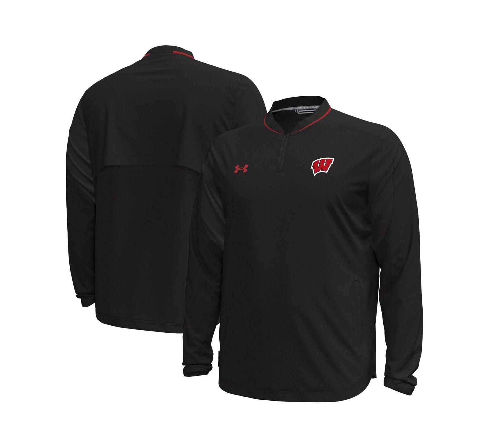 Under Armor Men's Black Wisconsin Badgers Motivate Long Sleeve Quarter-Zip Jacket