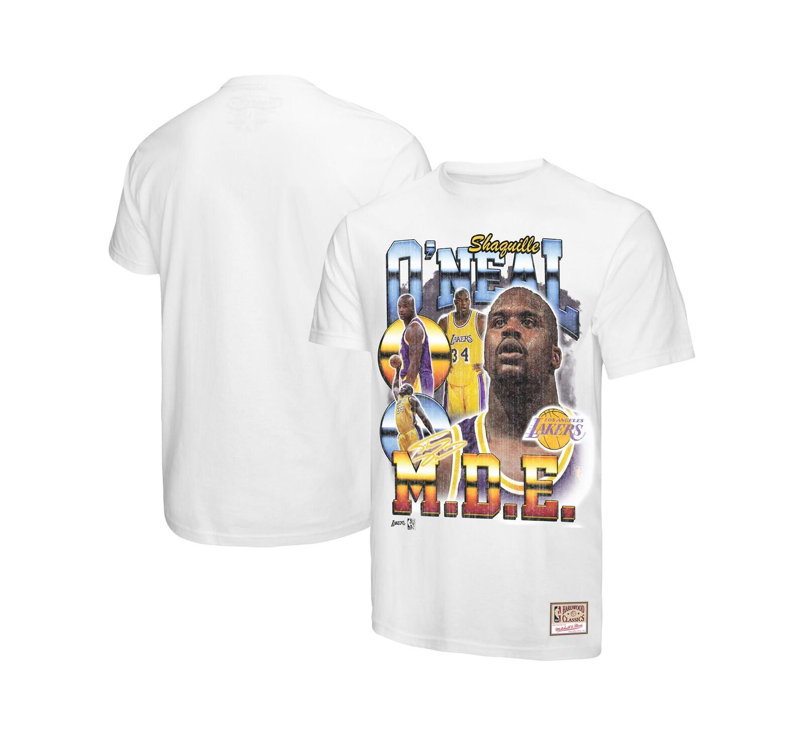 Mitchell & Ness Men's Shaquille O'Neal White Los Angeles Lakers Commemorative Collage T-Shirt