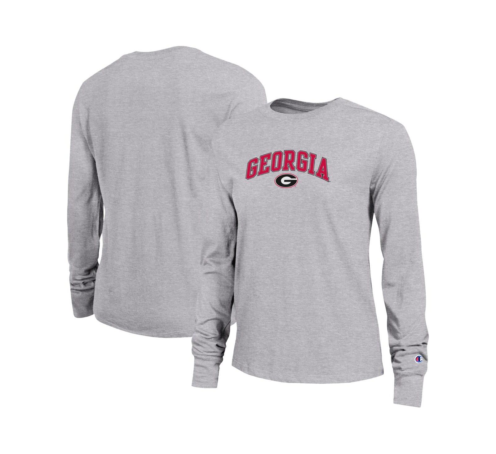 Champion Women's Gray Georgia Bulldogs Arch Over Logo Long Sleeve T-Shirt