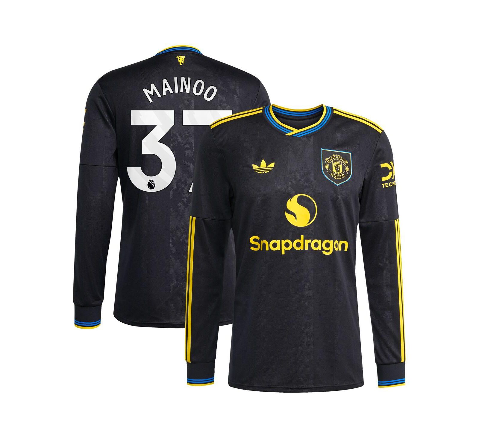 Adidas Men's Kobbie Mainoo Black Manchester United 2025/26 Third Replica Long Sleeve Player Jersey