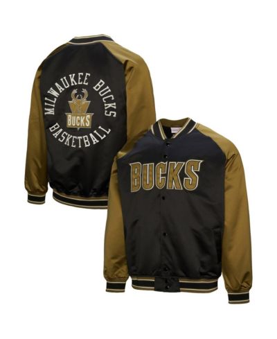 Mitchell & Ness Мужская куртка Milwaukee Bucks Clutch Satin Raglan, оливковый/черный